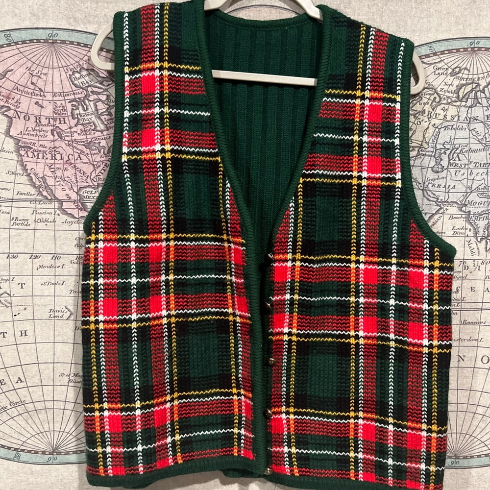 Christmas Holiday Festive Green Knit Vest